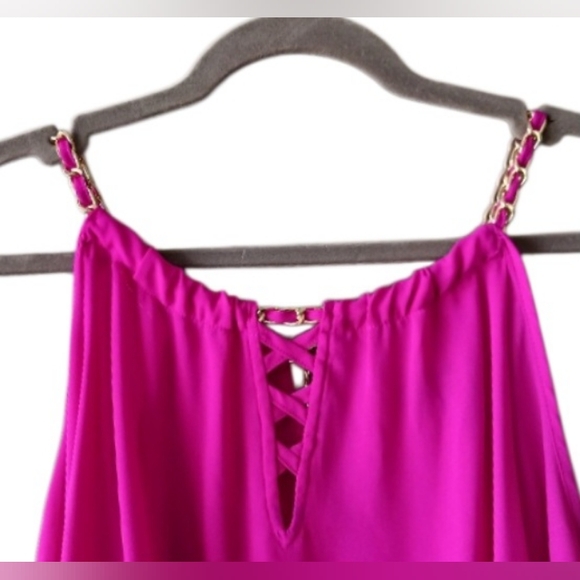 INC International Concepts Fushia Pink Cold Shoulder  Blouse SZ XL - Picture 2 of 6